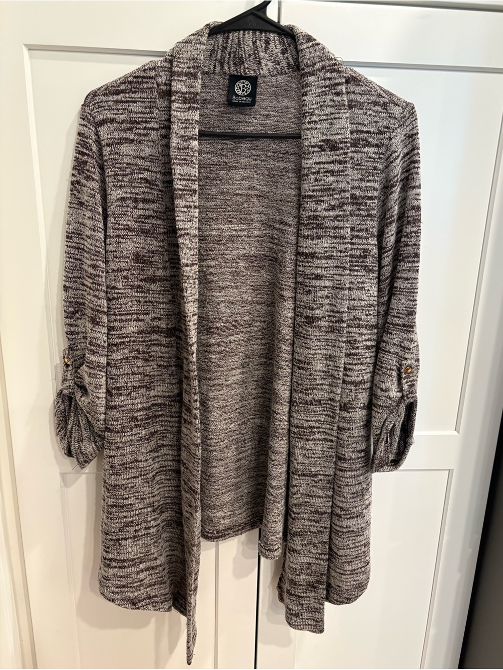 Bobeau Marled Gray Open-Front Women's Cardigan
